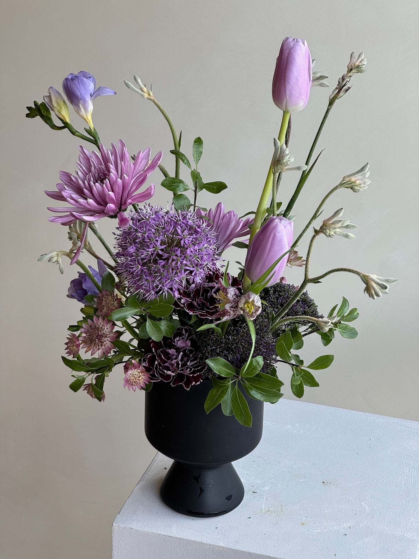 Purple Heart Vase Arrangement