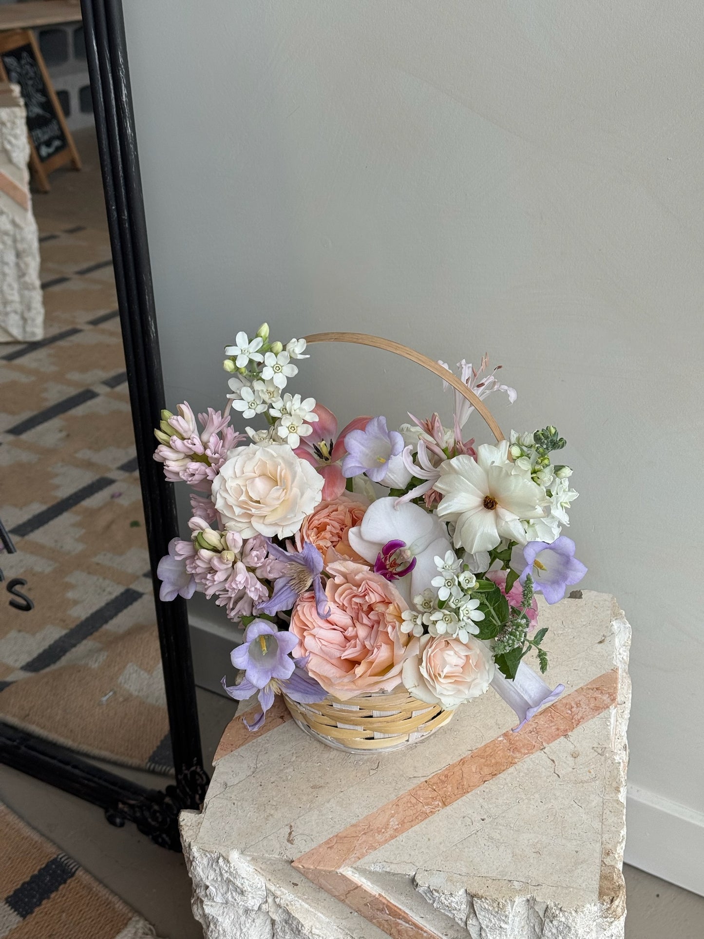 Spring Blushes Flower Basket